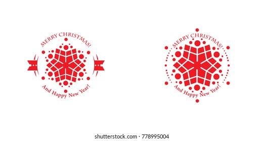 A set of two Christmas labels with snowflakes and typical Christmas elements. Vector illustration