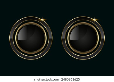 Set of two circles Luxury button vector, illustration, the  infographic with luxury stoked in Vector template in dark styles