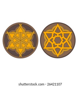 Set of two circular geometric ornaments