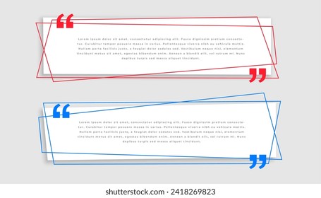 set of two citation comma mark frame icon for social post vector