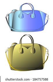 Set of two classic style women's fashion handbags