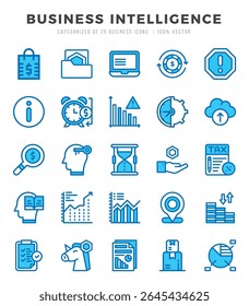 Set of Two Color Business Intelligence Icons. Two Color art icon. Vector illustration