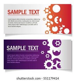 A set of two colored backgrounds vector with gears and place for text