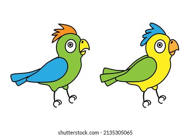 set of two colored parrots
