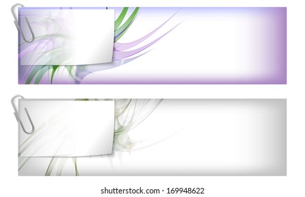 set of two colorful abstract banners with note