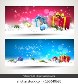 Set of two colorful horizontal Christmas banners 