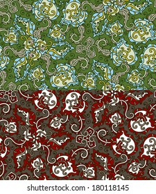 Set of two colorful seamless patterns. Vector illustration. EPS-8.