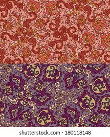 Set of two colorful seamless patterns. Vector illustration. EPS-8.