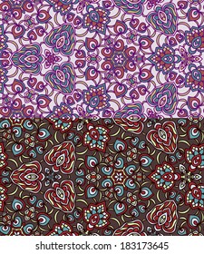 Set of two colorful seamless patterns. Vector illustration.
