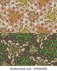 Set of two colorful seamless patterns. Vector illustration. EPS-8.