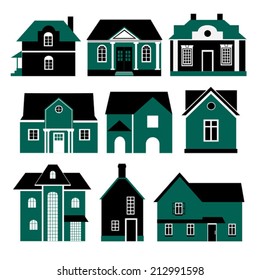 set of two colors vector buildings