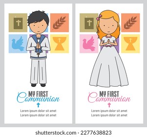 set of two communion cards for a girl and a boy