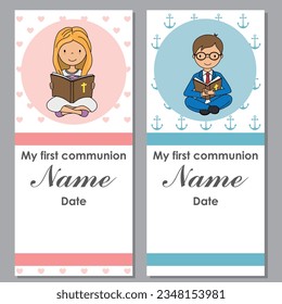  set of two communion cards for a girl and a boy