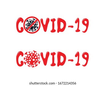 A set of two corona virus sign or what we call covid-19 sign in red and black color combo vector format