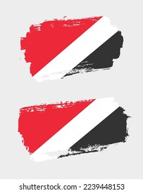 Set of two creative brush painted flags of Principality of Sealand country with solid background