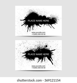 set of two creative business visit card templates. Artistic Ink blots design. Black and white