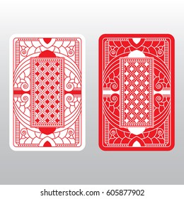 A set of two custom playing card backs in vector format. This ornate design features some unique line work and patterns.