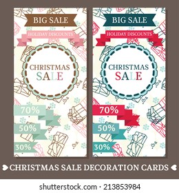 set of two cute cards for christmas sale, vector illustration