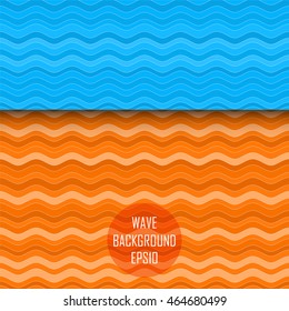 Set of two cute patterns with colored striped waves randomly.Vector waved  background