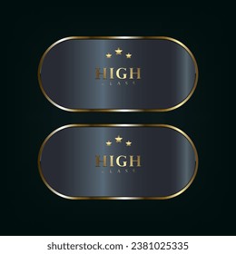 Set of two dark premium and gold button color gold glossy and gradient effect vector illustration on isolated on white background