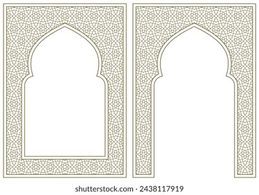 Set two decorative frames. A4 format. Arabic pattern