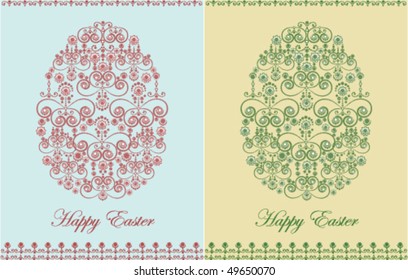 Set of two decorative greeting cards with easter egg