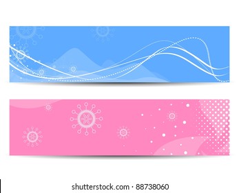 set of two  decorative headers for Christmas and autumn having in pink & blue color for Christmas & other occasions