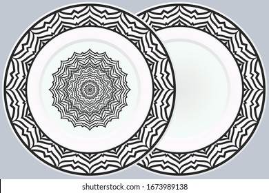 Set von zwei Dekorationen mit Mandala und runden Rahmen. heller Hintergrund. Illustration. Vektorillustration