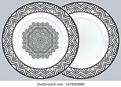 Set of two Decorative Ornament With Mandala and round frame. Home Decor Background. Illustration.  Vector