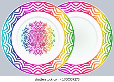 Set of two Decorative Ornament With Mandala and round frame. Home Decor Background. Illustration. For Coloring Book, Greeting Card, Invitation, Tattoo. Anti-Stress Therapy Pattern. Vector