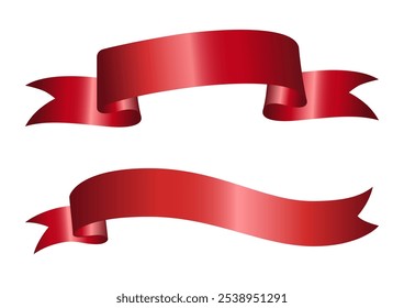 Set of two decorative red awards ribbon banners for text. Blank Red award Ribbon Collection Pack Template. Empty Red Ribbon, Label Design. Vector. Various shapes. For the award, graduate