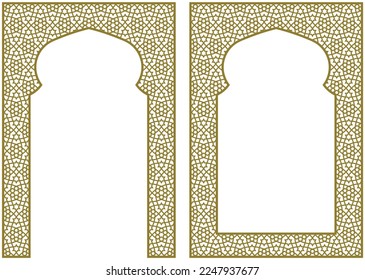 A set of two design elements. Two frames in Arabic geometric style