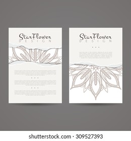 A set of two designs for brochures, leaflets, covers, leaflets, flyers, cards with imitation of torn paper. Vector.