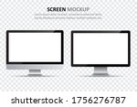 Set of two different computer monitors with blank screen. Mock up of computer monitors. Collection of computer monitors with blank screen