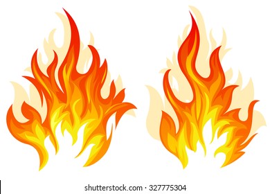 Set of two different flame on white background