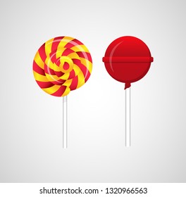 Set of two different Lollipops. Vector Illustration. Isolated. Colorful. decorative element for logo of sweet shop, print of package product