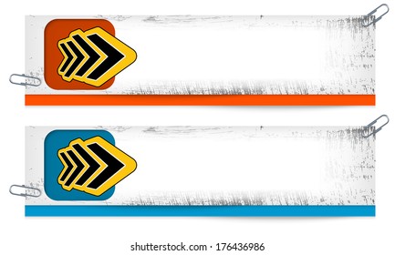 set of two dirty banners with abstract arrow