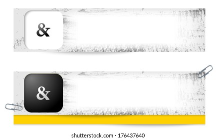 set of two dirty banners with ampersand