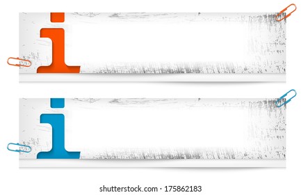 set of two dirty banners with info sign