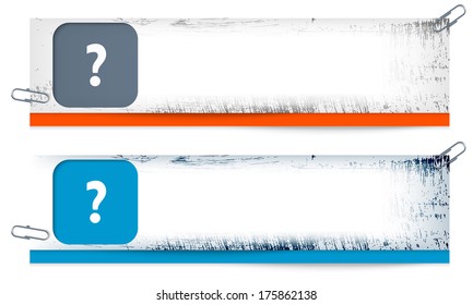 set of two dirty banners with question mark