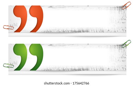 set of two dirty banners with quotation mark