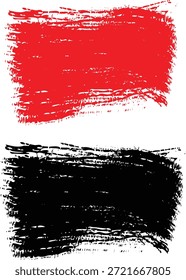 Un conjunto de dos Elementos de trazo de pincel abstractos distintos. El elemento superior es un rojo vibrante, mientras que el elemento inferior es un negro llamativo. 