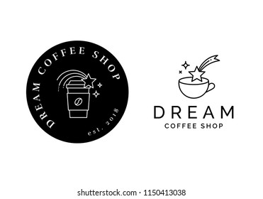 Set of two Dream coffee shop logo templates. Vector.