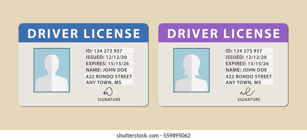 Set of two Driver licenses, male and female