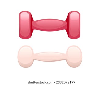 Set of two dumbbells red and beige colors vector illustration isolated on white background