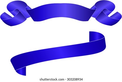 Set of two elegant blue ribbons