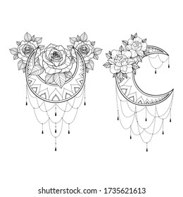 Tattoo Moon Images Stock Photos Vectors Shutterstock