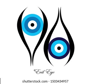 Set Of Two Evil Eyes Vector - Evil Eye Logo - White Background