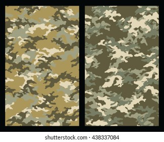 Set of two fashionable camouflage pattern. Vector illustration.Millatry print .Seamless vector wallpaper

