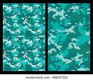 Set of two fashionable camouflage pattern. Vector illustration.Millatry print .Seamless vector wallpaper

